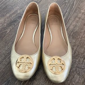 Tory Burch gold flats